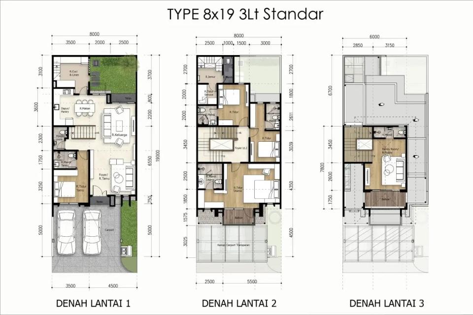 Grand Pasadena Village Type 8 x 19 Standard 3 Lantai